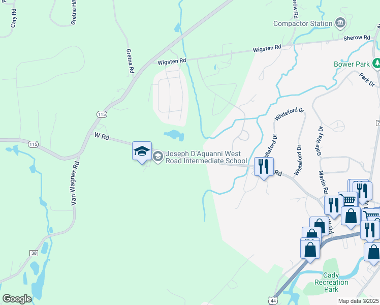 map of restaurants, bars, coffee shops, grocery stores, and more near 160 County Highway 71 in Pleasant Valley