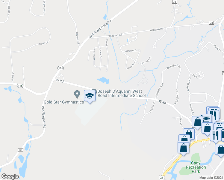 map of restaurants, bars, coffee shops, grocery stores, and more near 160 County Highway 71 in Pleasant Valley