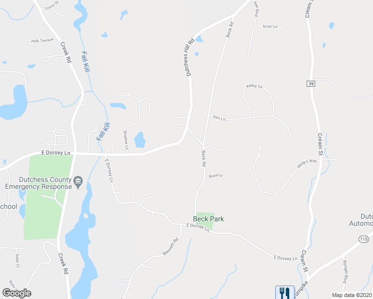 map of restaurants, bars, coffee shops, grocery stores, and more near 3 Hilltop Road in Poughkeepsie