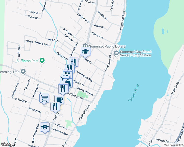 map of restaurants, bars, coffee shops, grocery stores, and more near 41 Charlotte Street in Somerset