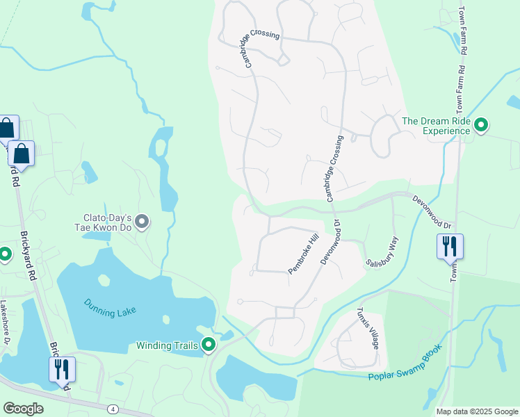 map of restaurants, bars, coffee shops, grocery stores, and more near 10 Windsor Court in Farmington