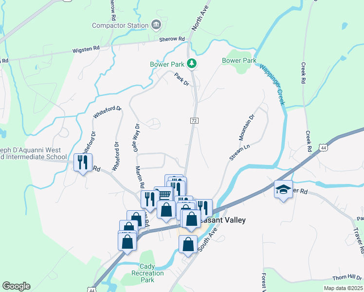 map of restaurants, bars, coffee shops, grocery stores, and more near 75 North Avenue in Pleasant Valley
