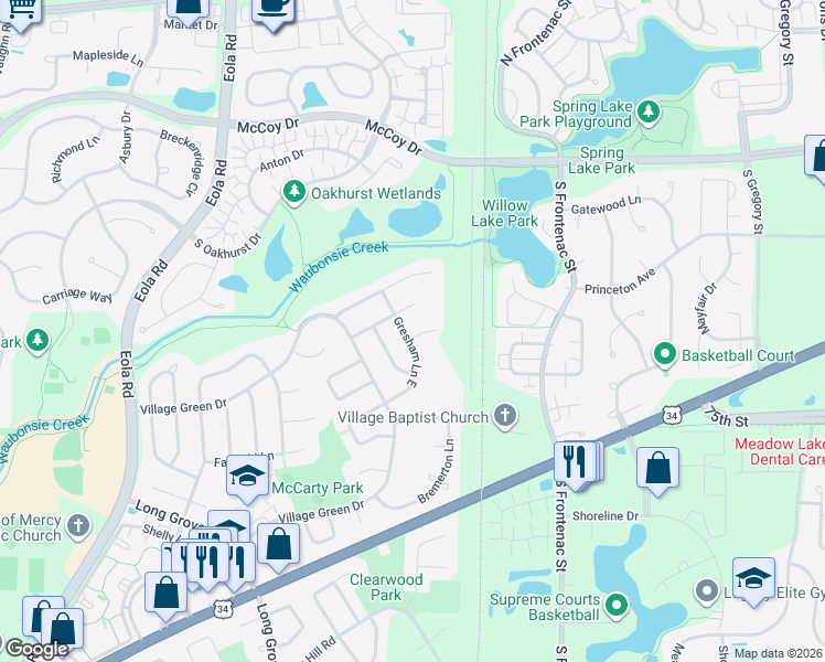 map of restaurants, bars, coffee shops, grocery stores, and more near 3260 Salem Court in Aurora