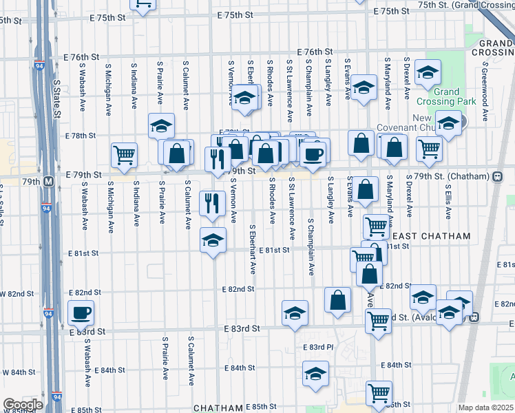 map of restaurants, bars, coffee shops, grocery stores, and more near in Chicago