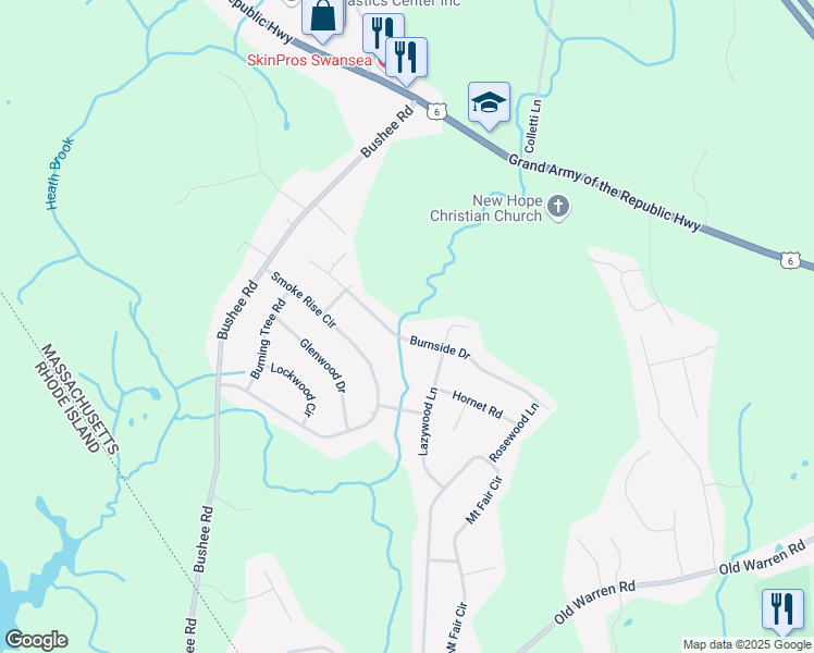 map of restaurants, bars, coffee shops, grocery stores, and more near 145 Burnside Drive in Swansea