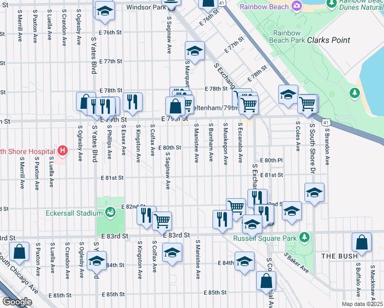 map of restaurants, bars, coffee shops, grocery stores, and more near in Chicago
