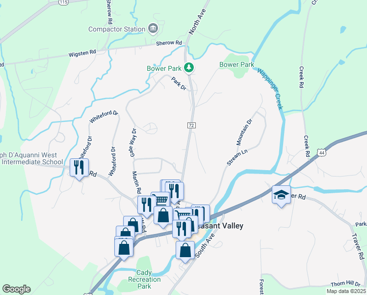 map of restaurants, bars, coffee shops, grocery stores, and more near 75 North Avenue in Pleasant Valley