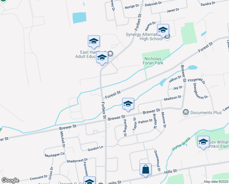 map of restaurants, bars, coffee shops, grocery stores, and more near 40 Forest Street in East Hartford