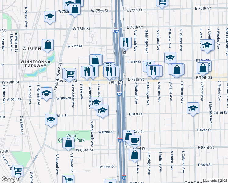 map of restaurants, bars, coffee shops, grocery stores, and more near in Chicago