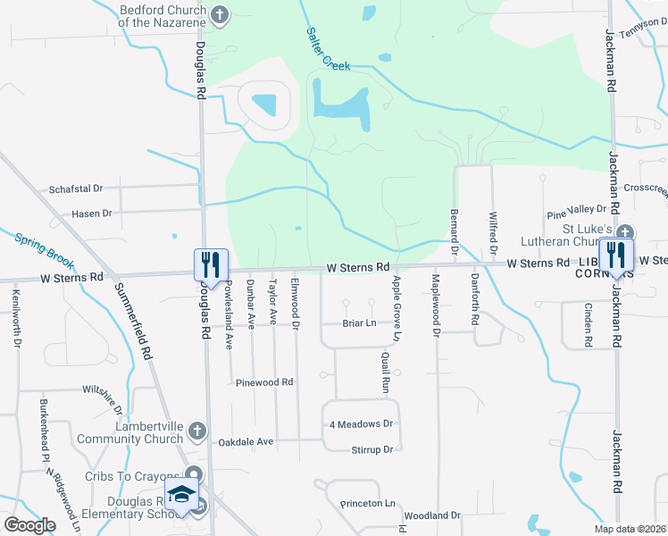 map of restaurants, bars, coffee shops, grocery stores, and more near 2277 West Sterns Road in Temperance