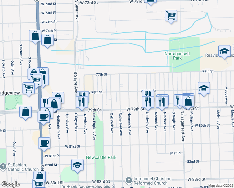 map of restaurants, bars, coffee shops, grocery stores, and more near 7816 Rutherford Avenue in Burbank