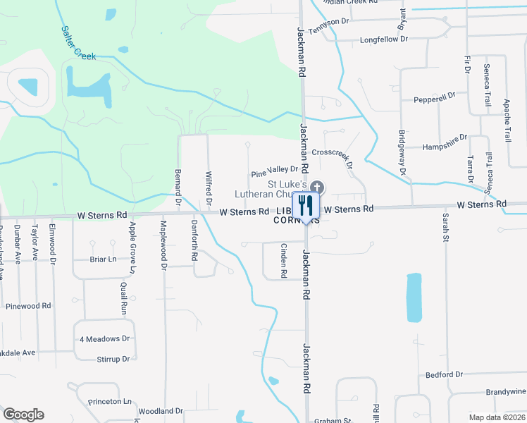 map of restaurants, bars, coffee shops, grocery stores, and more near 1817 West Sterns Road in Temperance