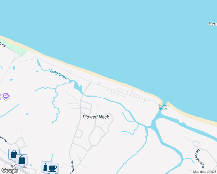 map of restaurants, bars, coffee shops, grocery stores, and more near 154 North Shore Boulevard in Sandwich