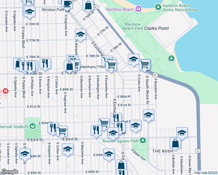 map of restaurants, bars, coffee shops, grocery stores, and more near in Chicago