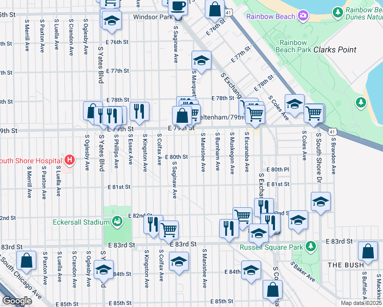 map of restaurants, bars, coffee shops, grocery stores, and more near in Chicago