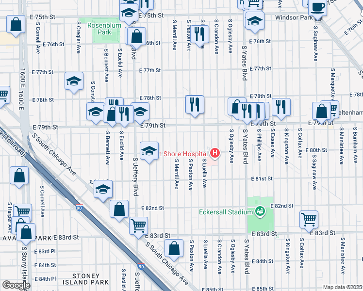 map of restaurants, bars, coffee shops, grocery stores, and more near in Chicago