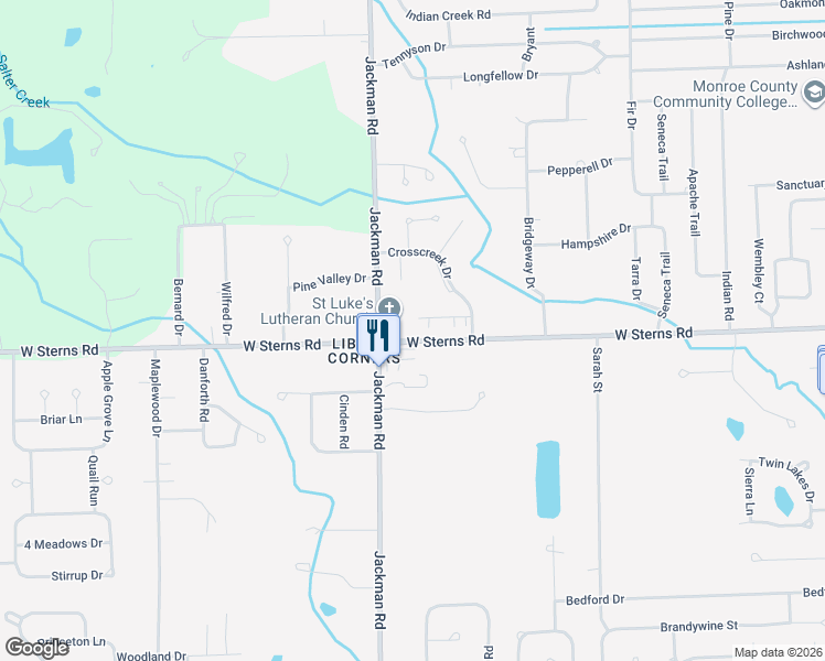 map of restaurants, bars, coffee shops, grocery stores, and more near 7460 Jackman Road in Temperance