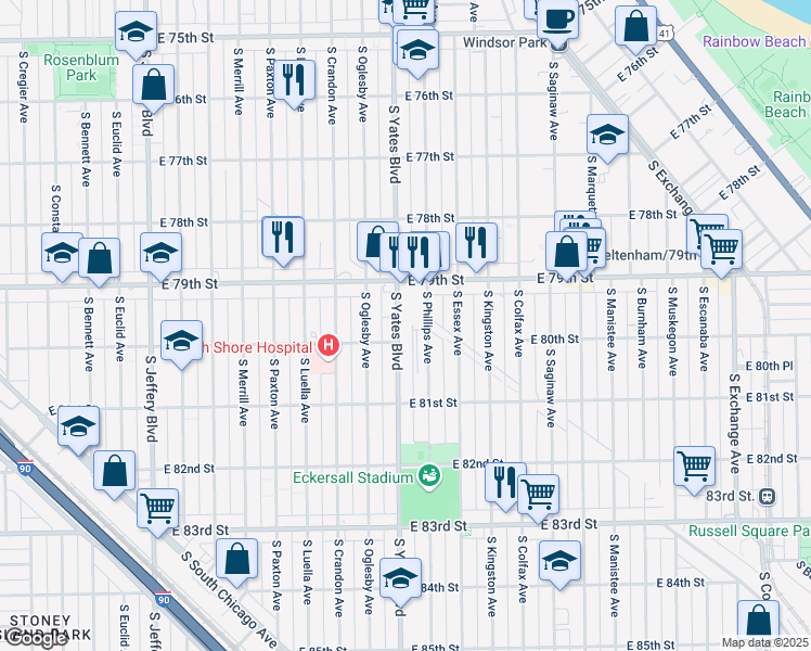 map of restaurants, bars, coffee shops, grocery stores, and more near in Chicago
