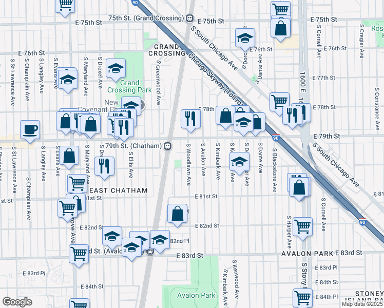 map of restaurants, bars, coffee shops, grocery stores, and more near in Chicago