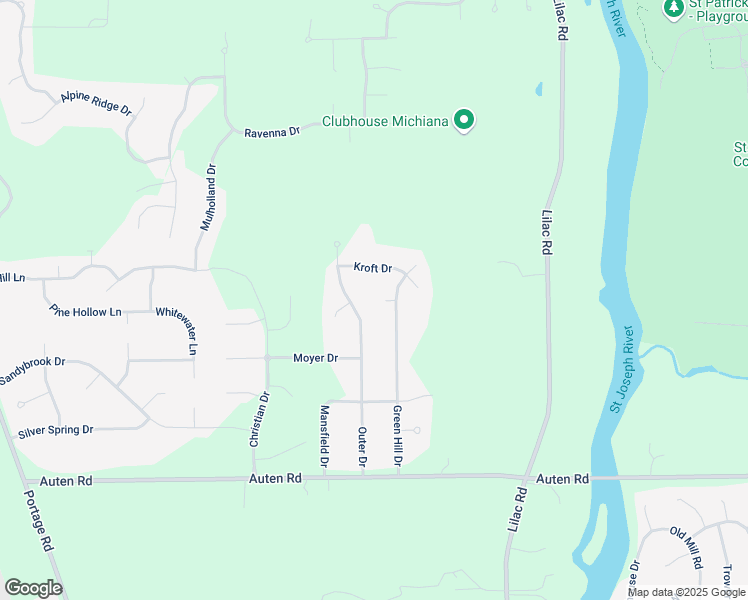 map of restaurants, bars, coffee shops, grocery stores, and more near 21328-21402 Kroft Drive in South Bend