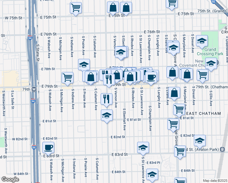 map of restaurants, bars, coffee shops, grocery stores, and more near in Chicago