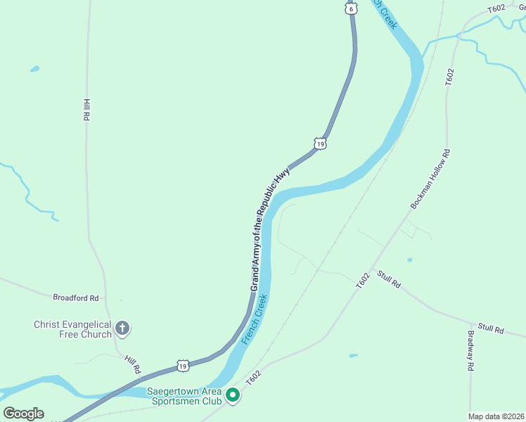map of restaurants, bars, coffee shops, grocery stores, and more near Grand Army of the Republic Highway in Saegertown