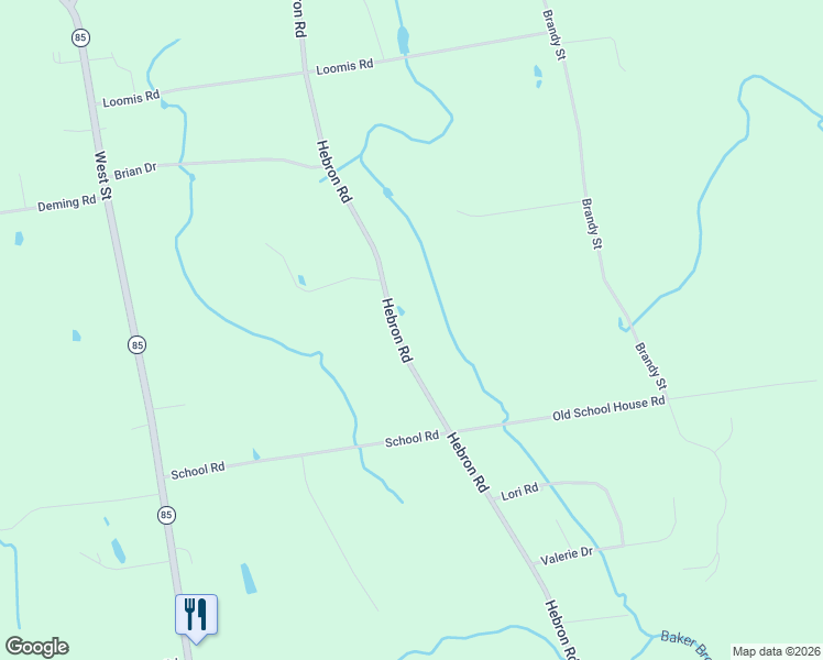map of restaurants, bars, coffee shops, grocery stores, and more near 132 Hebron Road in Bolton