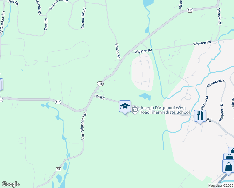 map of restaurants, bars, coffee shops, grocery stores, and more near 216 West Road in Pleasant Valley
