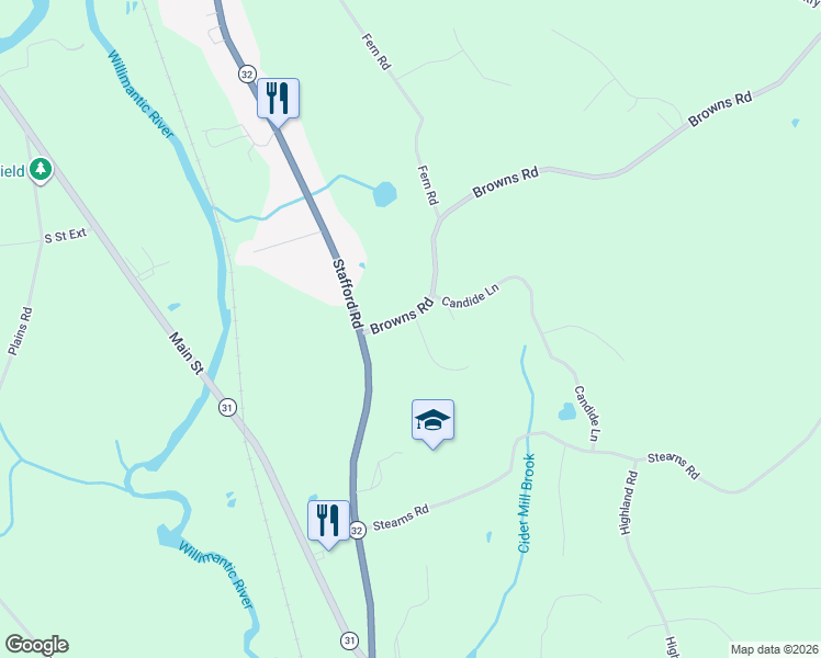 map of restaurants, bars, coffee shops, grocery stores, and more near 727 Browns Road in Mansfield