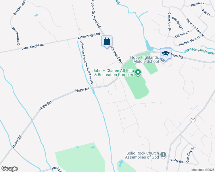 map of restaurants, bars, coffee shops, grocery stores, and more near 571 Hope Road in Cranston