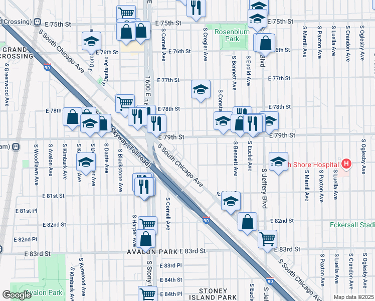 map of restaurants, bars, coffee shops, grocery stores, and more near in Chicago
