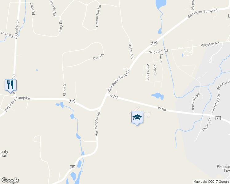 map of restaurants, bars, coffee shops, grocery stores, and more near 17 Robert Lane in Pleasant Valley
