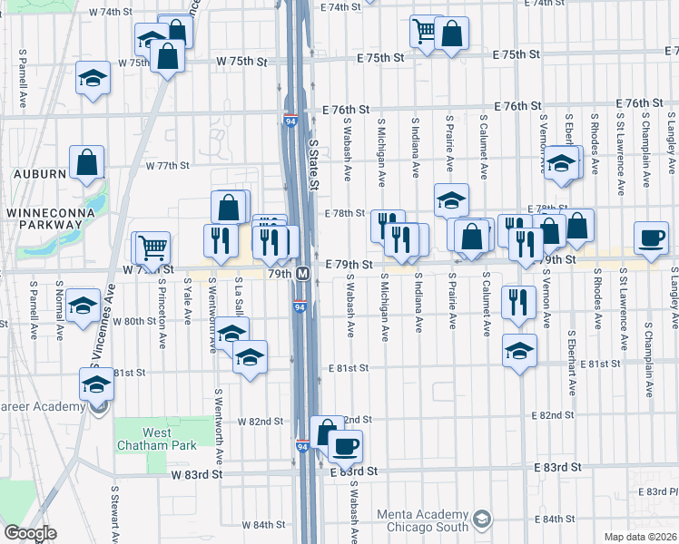 map of restaurants, bars, coffee shops, grocery stores, and more near in Chicago