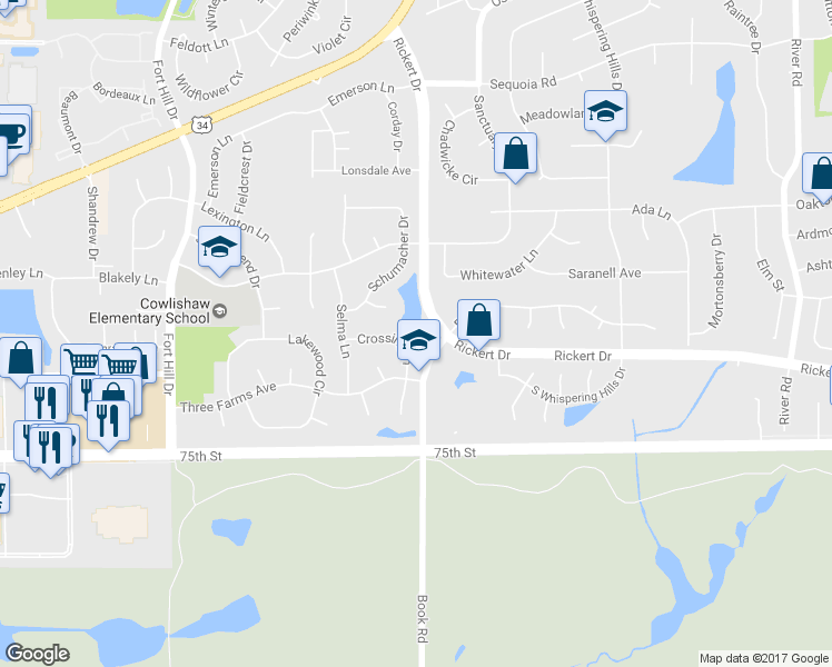 map of restaurants, bars, coffee shops, grocery stores, and more near 1104 Willard Court in Naperville