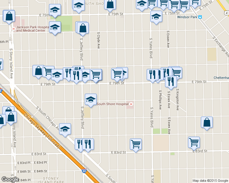 map of restaurants, bars, coffee shops, grocery stores, and more near in Chicago