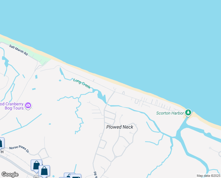 map of restaurants, bars, coffee shops, grocery stores, and more near 122 North Shore Boulevard in Sandwich