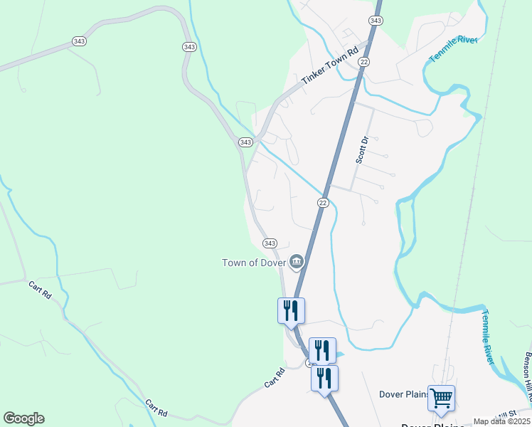 map of restaurants, bars, coffee shops, grocery stores, and more near 8 Wayne Drive in Dover Plains