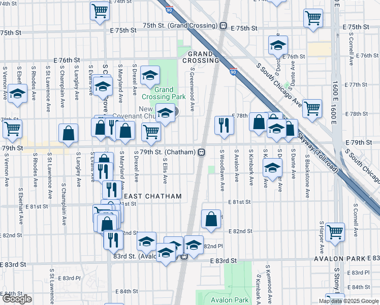 map of restaurants, bars, coffee shops, grocery stores, and more near in Chicago