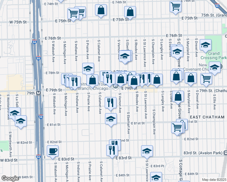 map of restaurants, bars, coffee shops, grocery stores, and more near in Chicago