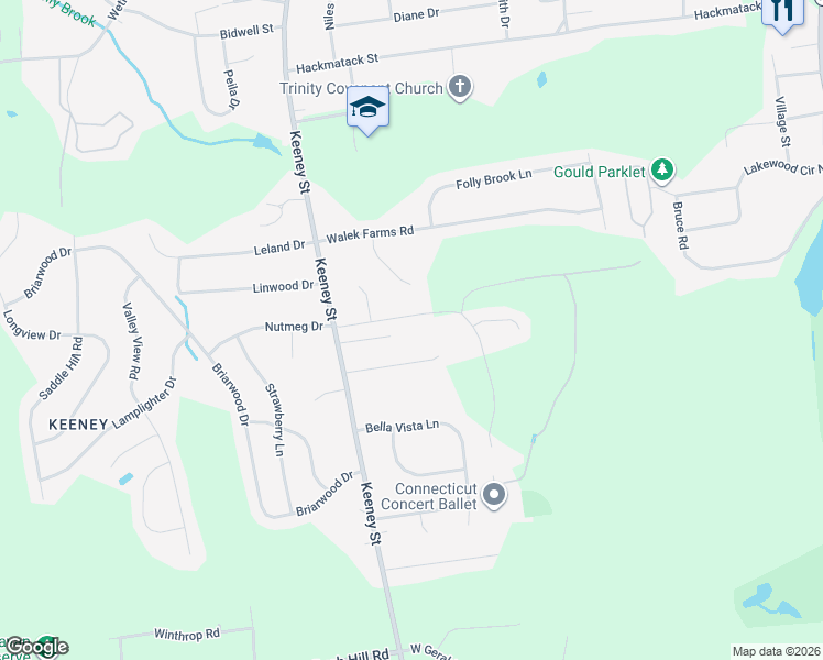 map of restaurants, bars, coffee shops, grocery stores, and more near 62 Garden Grove Road in Manchester