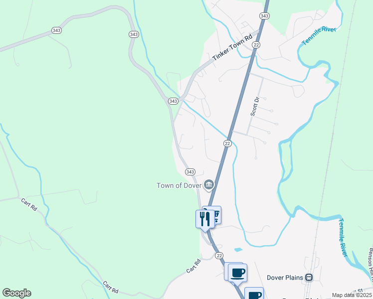 map of restaurants, bars, coffee shops, grocery stores, and more near 8 Wayne Dr in Dover Plains