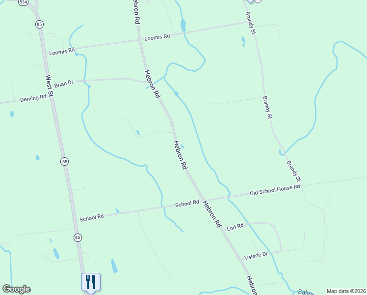 map of restaurants, bars, coffee shops, grocery stores, and more near 132 Hebron Road in Bolton