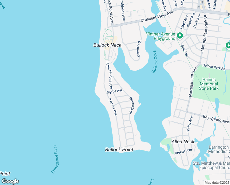 map of restaurants, bars, coffee shops, grocery stores, and more near 978 Bullocks Point Avenue in East Providence