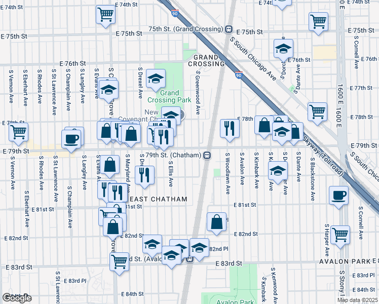 map of restaurants, bars, coffee shops, grocery stores, and more near in Chicago