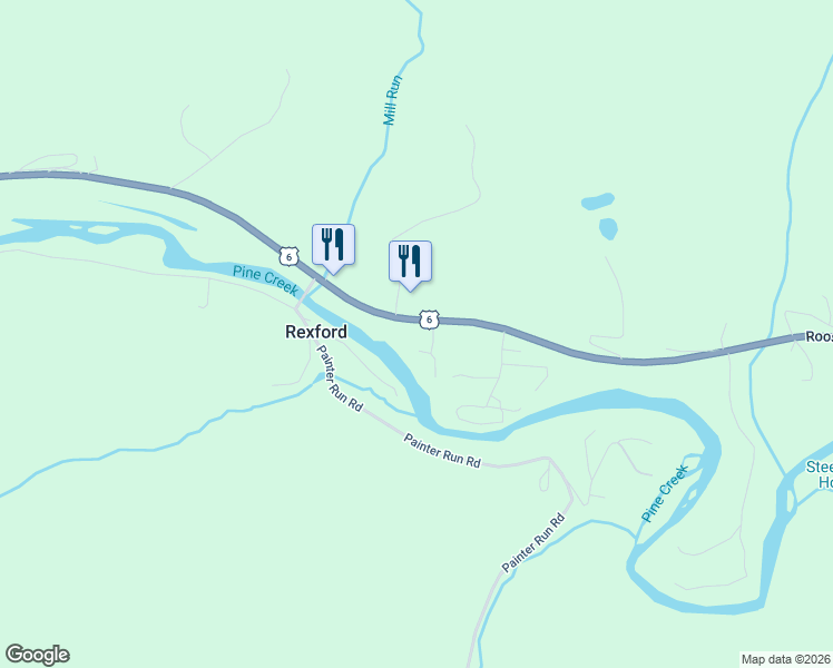 map of restaurants, bars, coffee shops, grocery stores, and more near 3646 Rte 6 in Wellsboro