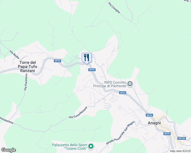 map of restaurants, bars, coffee shops, grocery stores, and more near 20 Via Cerere Navicella in Anagni