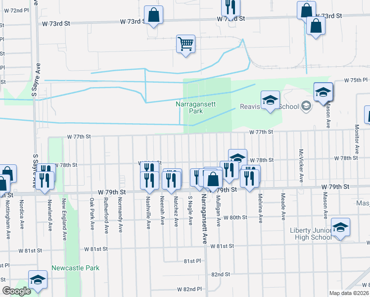 map of restaurants, bars, coffee shops, grocery stores, and more near 7723 South Nagle Avenue in Burbank