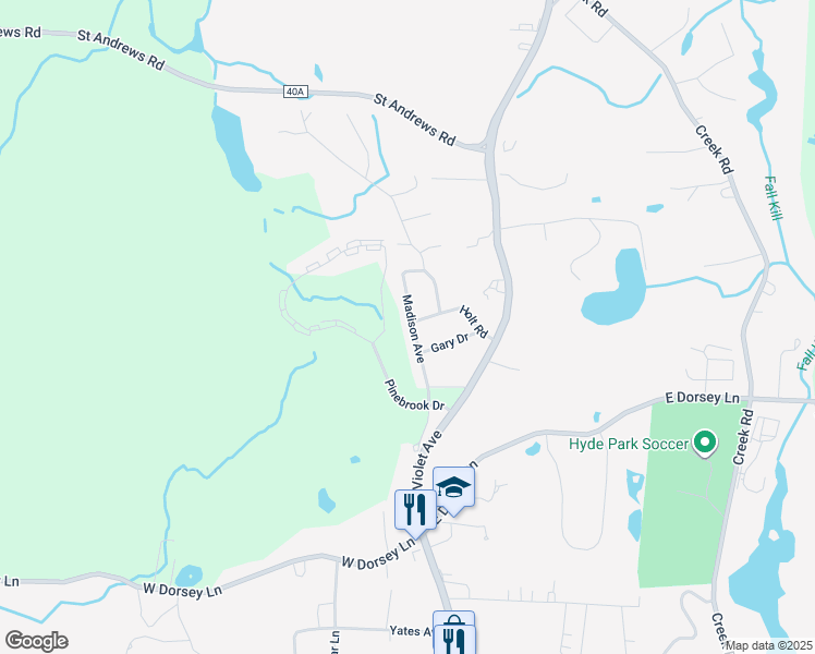 map of restaurants, bars, coffee shops, grocery stores, and more near 13 Madison Avenue in Hyde Park