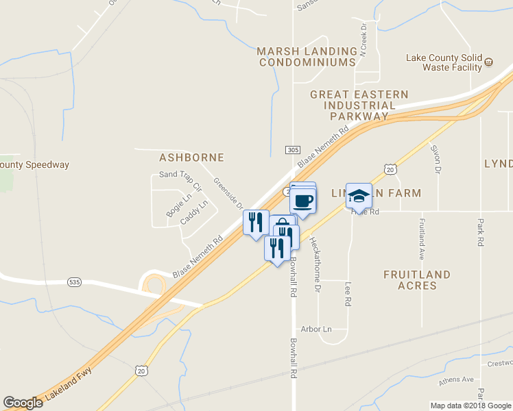 map of restaurants, bars, coffee shops, grocery stores, and more near 1731 Blase Nemeth Road in Painesville