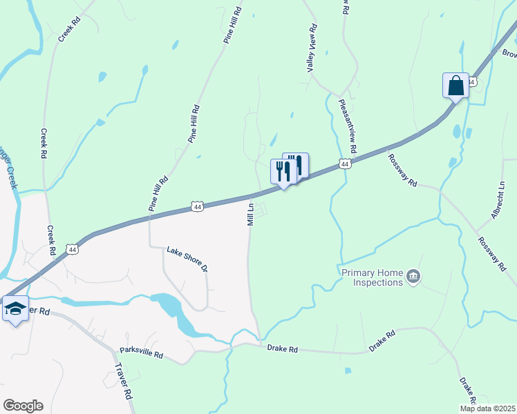 map of restaurants, bars, coffee shops, grocery stores, and more near 5 Mill Lane in Pleasant Valley